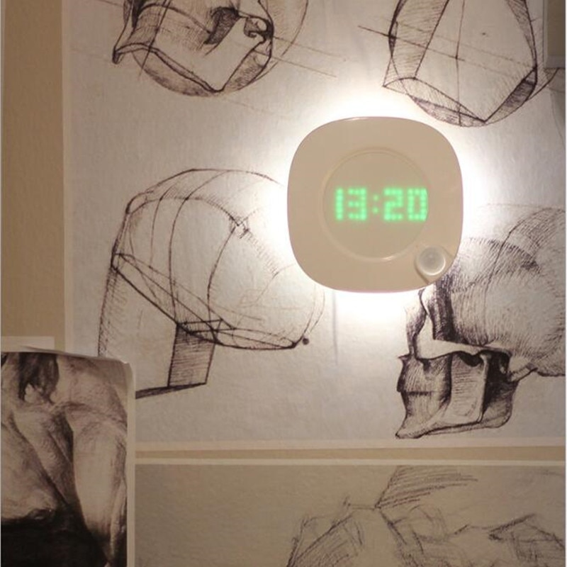 Bewegung Sensor Nachtlicht Mit Uhr Batterie Energie PIR Sensor Zwei Beleuchtung Farbe Einstellbare Helligkeit Magnet Nacht Lampe