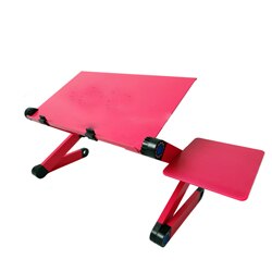 Laptop skrivbord bärbar justerbar aluminium ergonomisk tv säng laptop bricka pc bordsställ notebook bord bordsställ med musmatta: Röd med musmatta