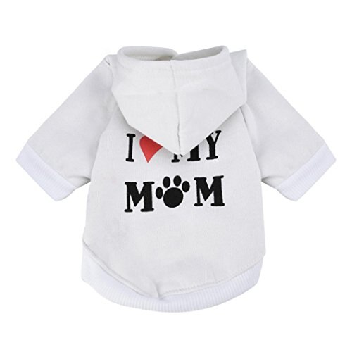 dog sweatshirt Cat and dog clothes jacket small dog hoodies Love My Mom print shirt Matador sweater pet supplies: white / XS