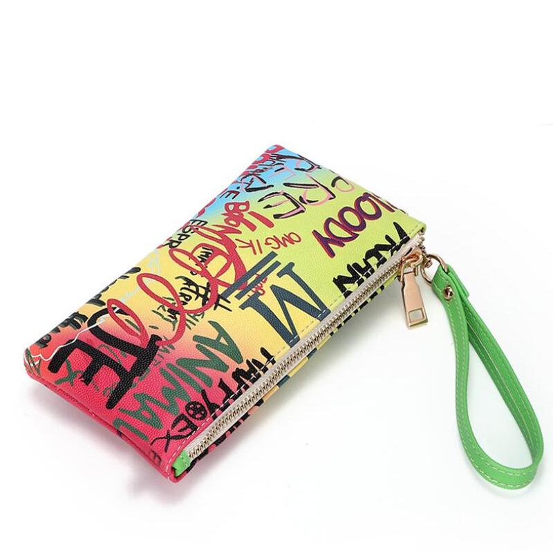 Rainbow Colors Bags Women Colorful Wallets Graffiti Ladies Clutch Bags Leisure Female Lazer Bright Purse Coin Purse