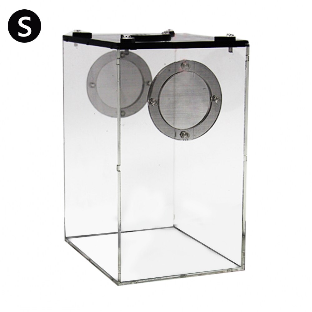 S/L Reptile Feeding Box Transparent Panorama Insect Breeding Box Snake Spider Lizard Breathable Reptile Breeding Container: S