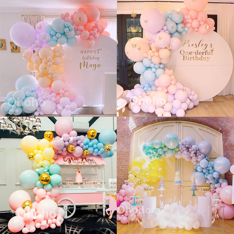 Ohoho Macaron Rainbow Pastel Balloon Arch Kit Kids Birthday Decoration Baby Shower Wedding Unicorn Party Decor Backdrop Globos