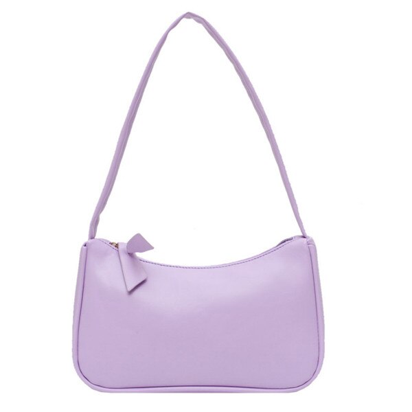 Gusure retro baguette sacos de ombro feminino cor pura pequena bolsa lazer senhora mini macio couro do plutônio bolsa e bolsas: Purple