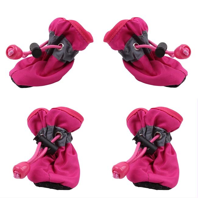 4 Stuks Waterdichte Hond Schoenen Anti-Slip Regen Sneeuw Boot Dikke Warm Voor Kleine Katten Honden Puppy Hond sokken Booties: Rose red / S