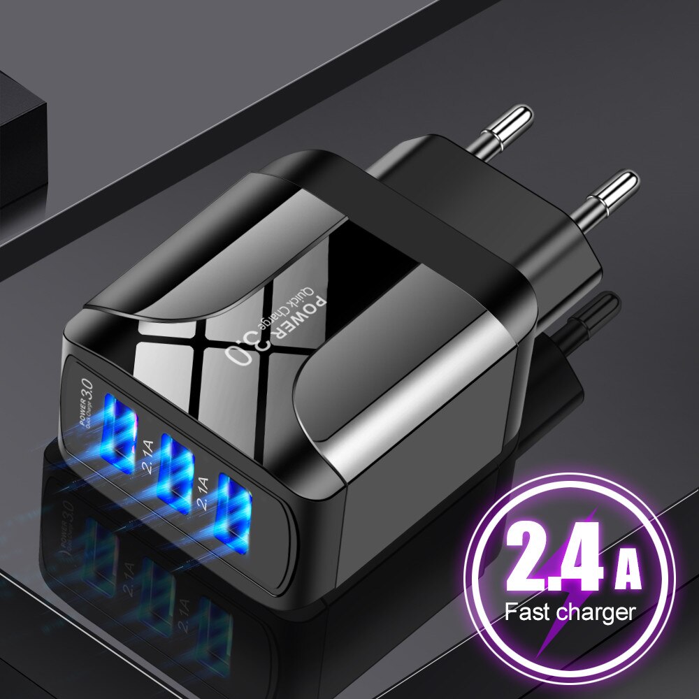 EU/US Plug USB Quick Charge 3.0 Fast Charging Universal Wall Mobile Phone Chargers For iphone11 Samsung Huawei Dual-port Charger