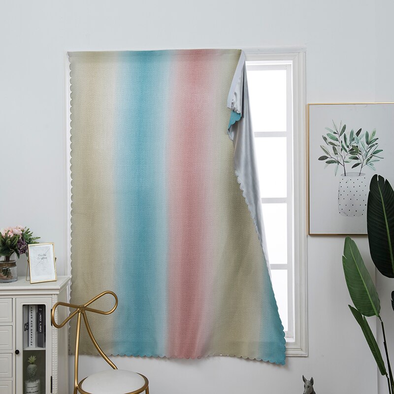 Cortina de Color degradado para dormitorio de niñas y niños, cortinas para oscurecer completamente las ventanas, sin perforaciones, decoración del hogar, 130x80 CM: yellow