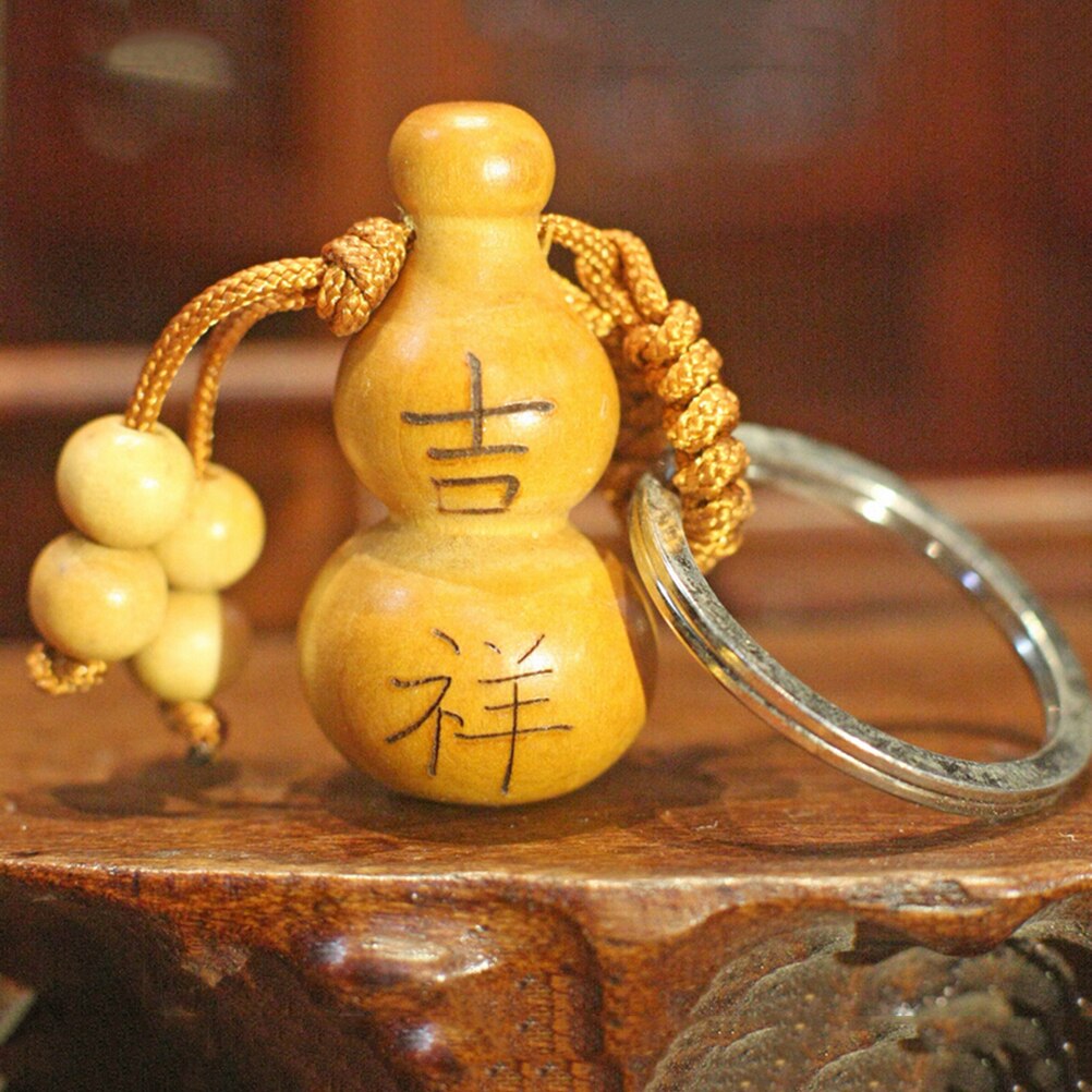 1 Pc Car Hange Lucky Mahogany Gourd Craft Chinese Traditional Fortune Keyring Decor Keychain
