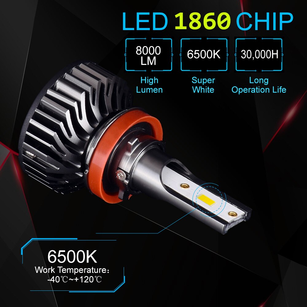 Hillpow Auto Scheinwerfer H7 LED H4 LED H1 H11 H3 H13 H27 880 9006 9007 72W 6500K 12V Auto 1860 Chip Nebel Glühbirne