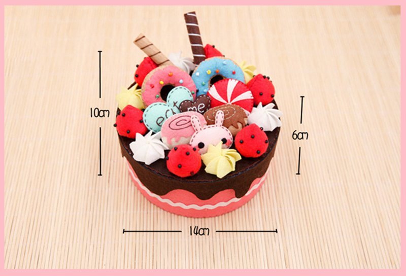 DIY Felt Cosmetic Organizer Small Storage Box Birthday Cake Style Case For Kids Birthday Special Felt DIY Material Package
