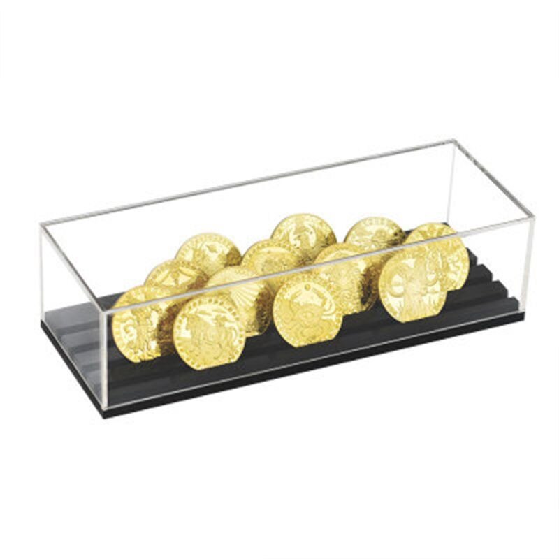 Coin Display Stand Rack Wooden Collector Coin Storage Shelves Coin Holder Case: Dark Khaki