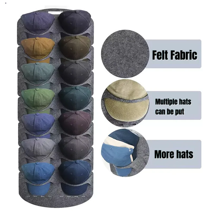 Portaoggetti per cappelli in feltro Porta cappelli Portaoggetti da parete clip Organizador Armadio da baseball con visiera Organizzatore per cappelli da viaggio Porta cappelli per montaggio a parete Nuovo