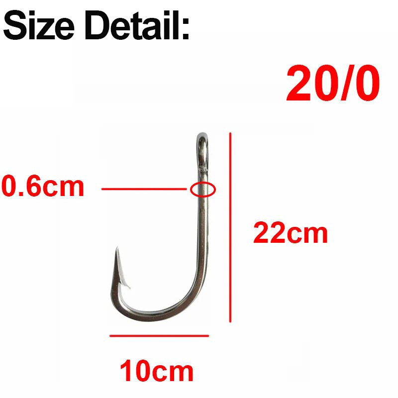 JSM 7731 Stainless Steel Super Large shark Fishing Hooks Big Game Fish Tuna Bait Extra Big Fishing Hook Size 20/0