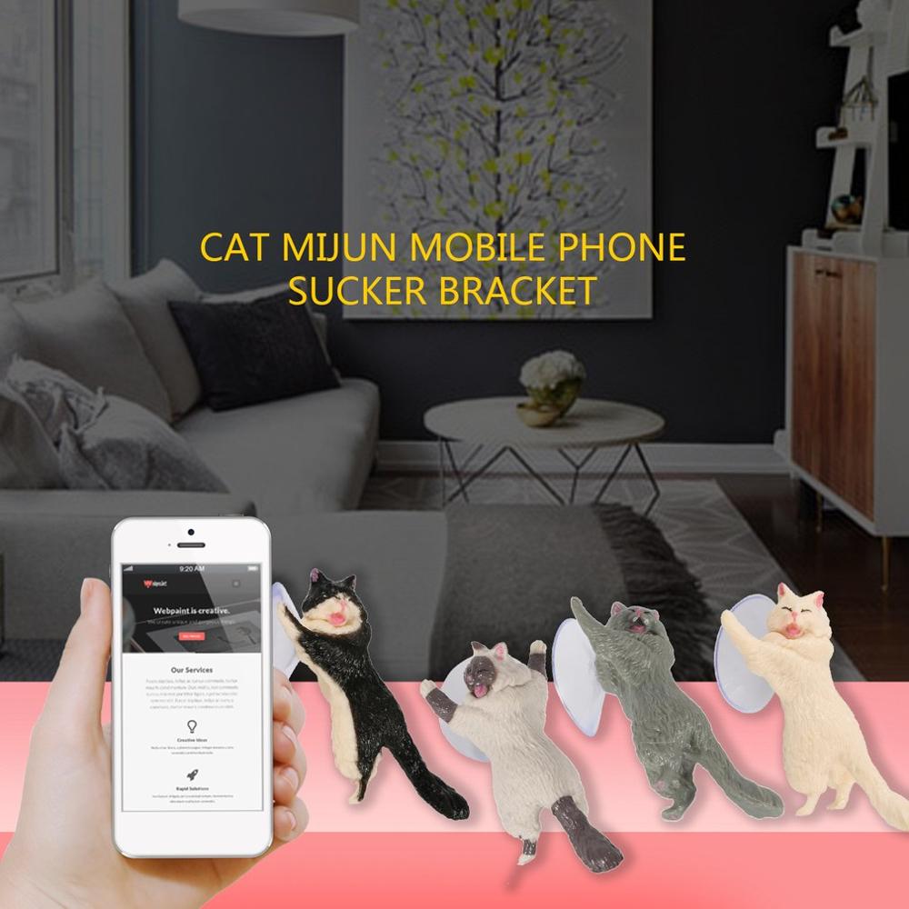 Cute Cat Mobile Phone Holder Stand Smartphone Universal Sucker Holder Resin Phone Bracket