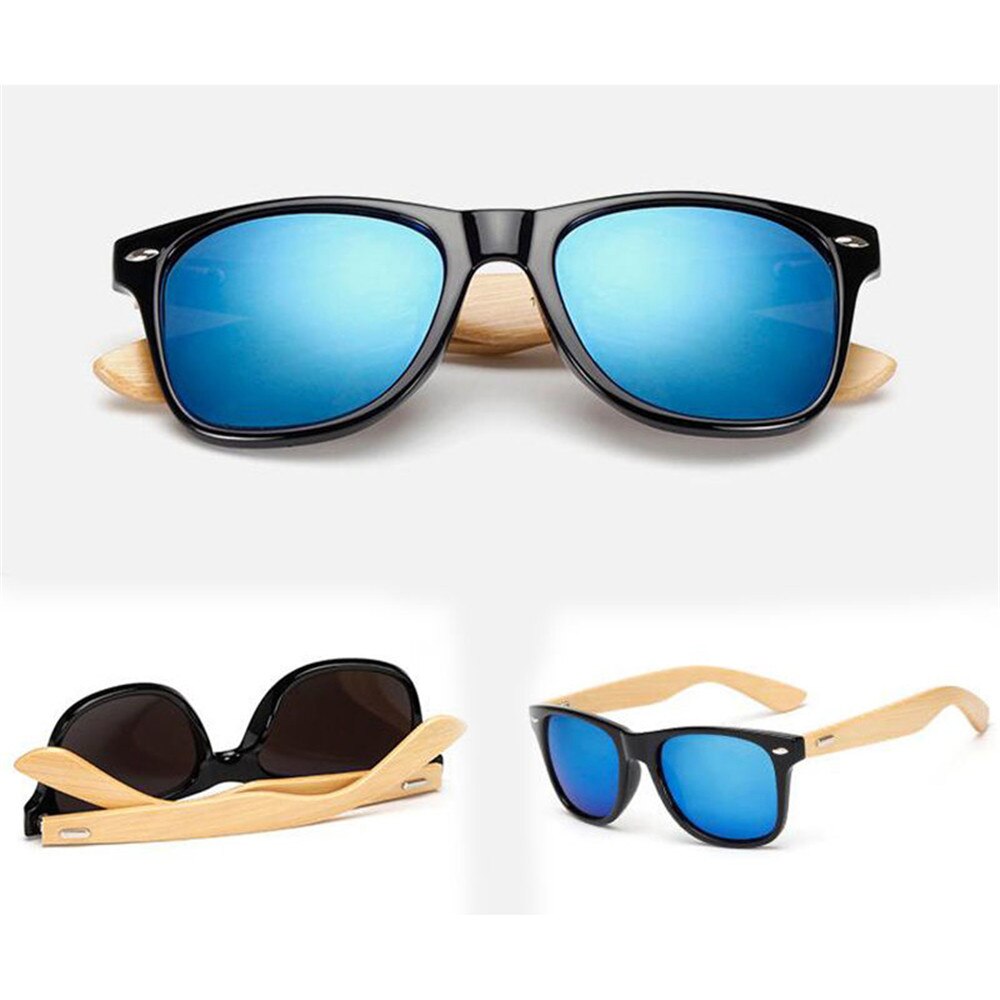 2019 nova retro polarizado óculos de sol das mulheres dos homens viagens esporte moda design da marca de bambu moldura de madeira óculos de sol para as mulheres: Blue