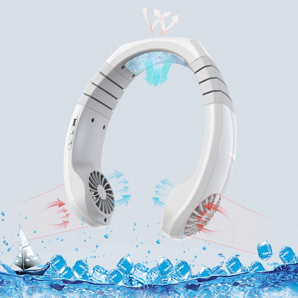 Portable 2 in 1 Air Cooler USB Micro Mini Electric Air Conditioner Personal Cooling Hanging Neck Fan for Summer Outdoor Travel