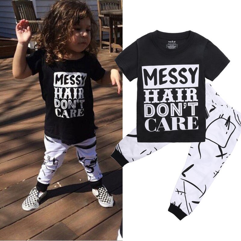 Peuter Kids Baby Outfit Casual T-shirt Tops + Broek Broek 2 STKS Set Kleding 2 3 4 5 6 7 Jaar Kleding Sets