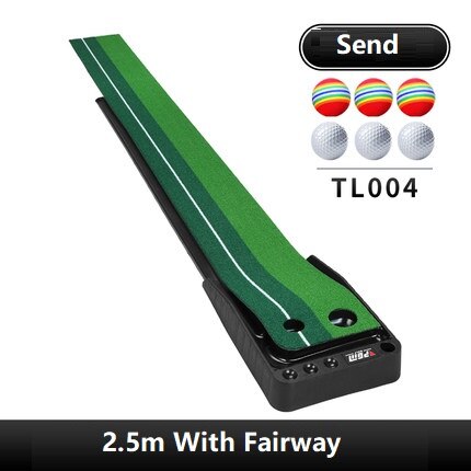 PGM 2.5/3m Indoor Golf Putting Mat Home Practice Carpet with Fairway Golf Putter Trainer Ball Return Mini Golfing Training Aids: 2.5m with fairway