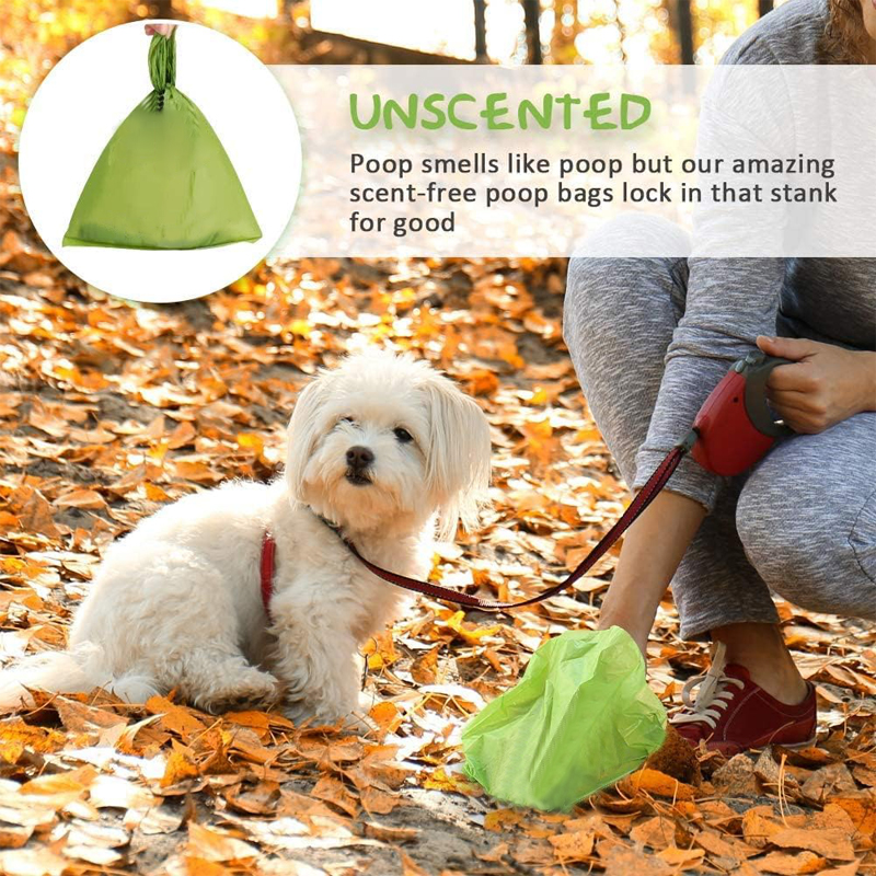 Bolsa Biodegradable para caca de perro, Extra gruesa, fuerte, con dispensador, accesorios para mascotas al aire libre