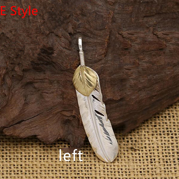 Goro‘s Takahashi 925 Sterling Silver Natural Stone Turquoise Feather Necklace Pendant for Men Women fine jewelry GP35: E left