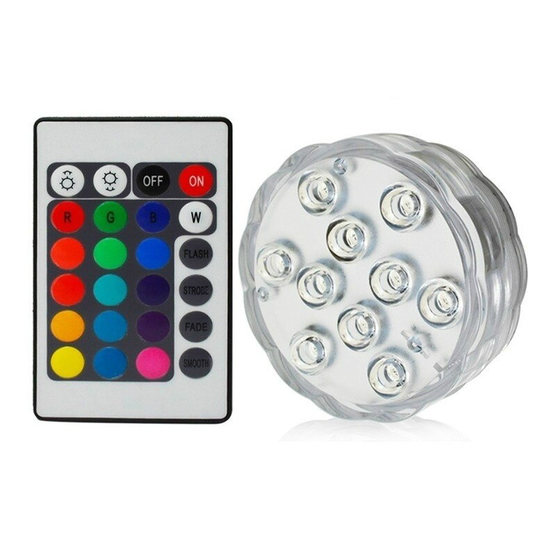 13 ledet fjernstyret rgb nedsænket lys batteridrevet undervands natlampe udendørs vase skål have fest dekoration: 10 ledede / 4pc