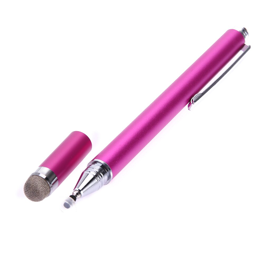 2 in 1 kapacitiv pen touch screen tegnepen stylus med ledende touch suger mikrofiber touch hoved til tablet pc: Rosenrød