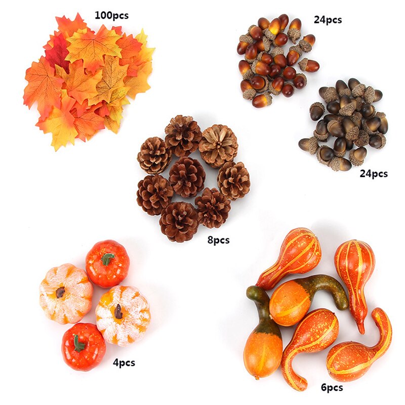 Simulation de citrouille pour Halloween, 50 pièces, 86 pièces, 166 pièces, décoration artificielle, accessoires végétaux de fête, DIY: 166pcs