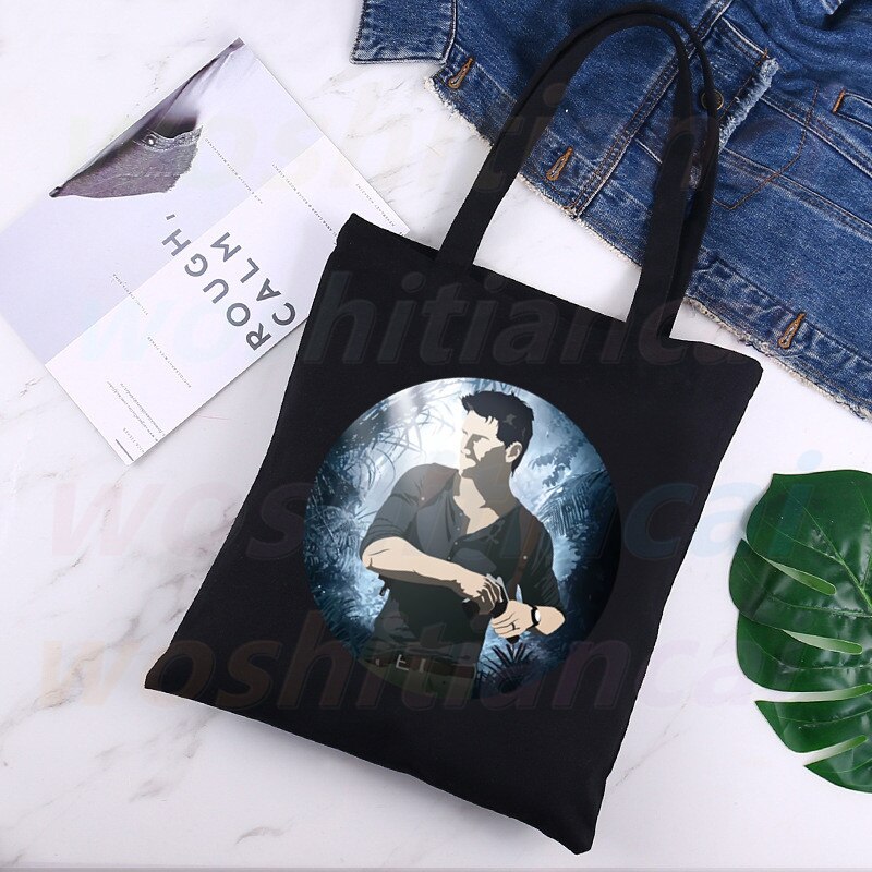Untracked Ruben fle&quot;decal Drake Shopping Bag donna Tote Bag in tela Eco Bag Shopper borse a tracolla nero: D