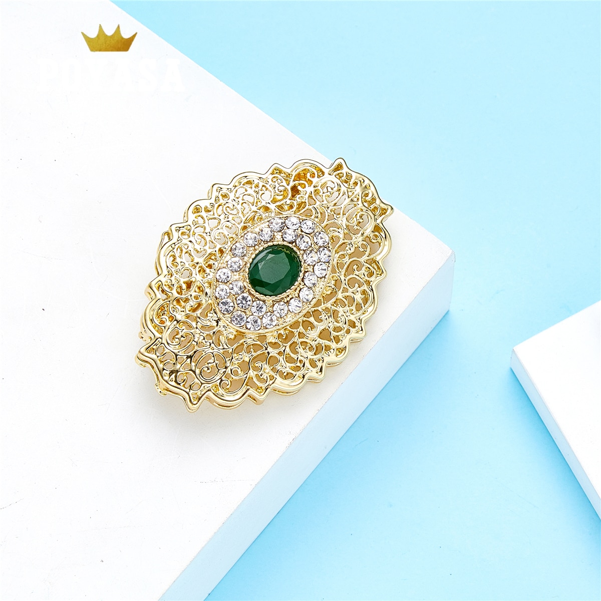 AUG Gold color brooch color stone jewelry alloy brooch