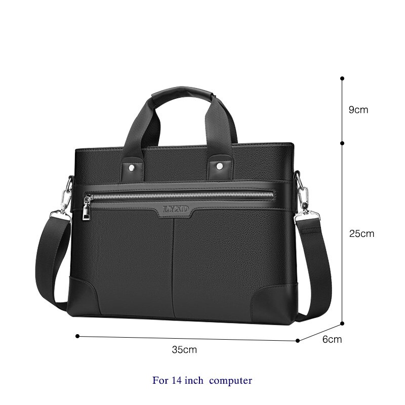 Bolsos de bandolera para hombre, bolsa informal de negocios para ordenador portátil, maletín de 14 pulgadas, cruzado de cuero, organizador de almacenamiento de documentos