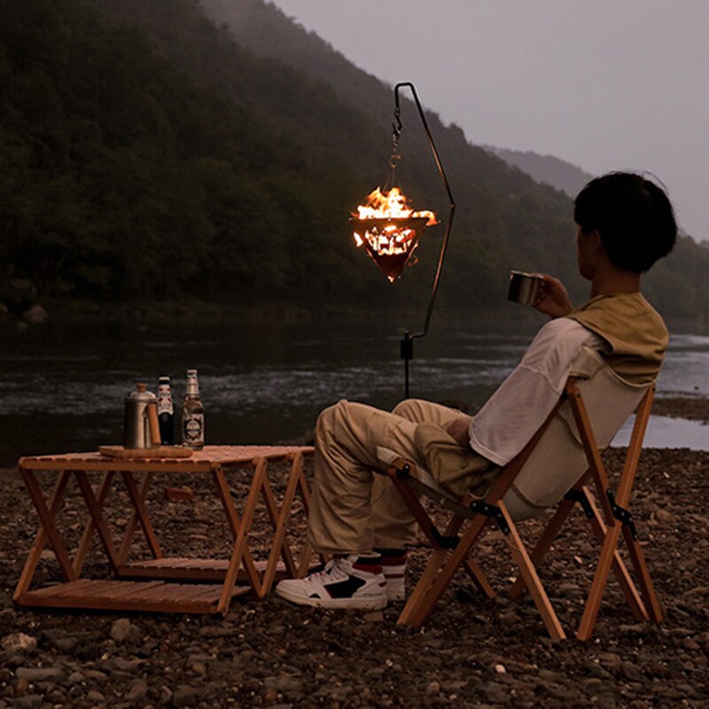 Stainless Steel Triangle Camping Wood Stove Triangle Suspended Fire Pit Platform Outdoor Bonfire Wood Stove For Picnic Outdoor