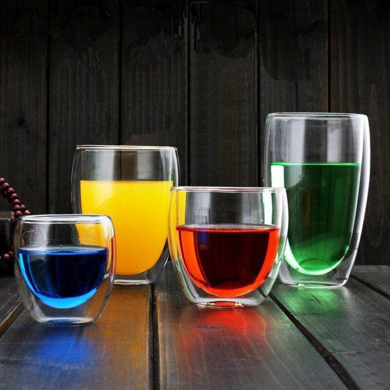 450ml/350ml/250ml/80ml värmebeständig dubbelvägg klar glas kopp te drinkware kopp dryck hälsa regim mugg kaffekopp