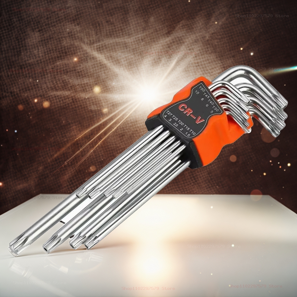 Juego de 9 Uds de destornillador de doble punta tipo L, llave Allen, bola plana hexagonal, cabeza de estrella Torx, juego de llaves, herramientas de mano
