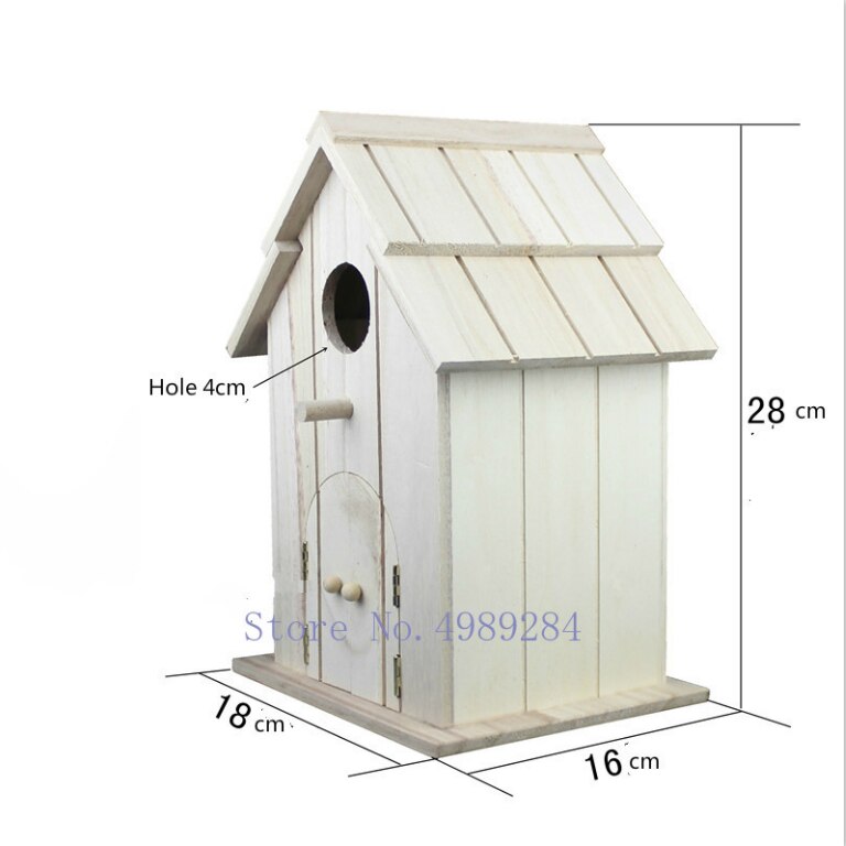 Wooden Bird house Breeding box Parrot nest Bird's nest Home outdoor garden decoration accessories Handmade wooden house: white