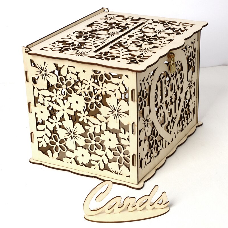 Wedding Card Box, Rustic Wedding Decorations Card Box for Wedding Reception, Bridal Shower, and Anniversary