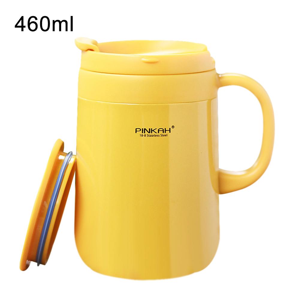 Thermos Mugs 340ml/460ml Business Style Stainless Steel Thermos Mugs Car Vacuum Flasks Coffee Tea Cups Thermol Water Bottle: Yellow 460ml