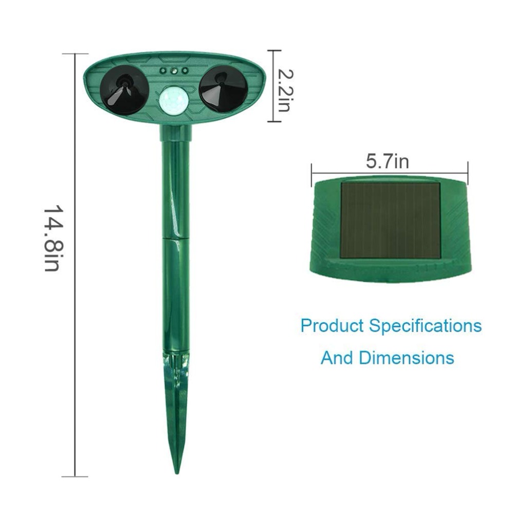 Waterproof Ultrasonic Animal Repeller Ultrasonic Solar Powered Repellent With Motion Sensor And Red Flashing Lights For Outdoo