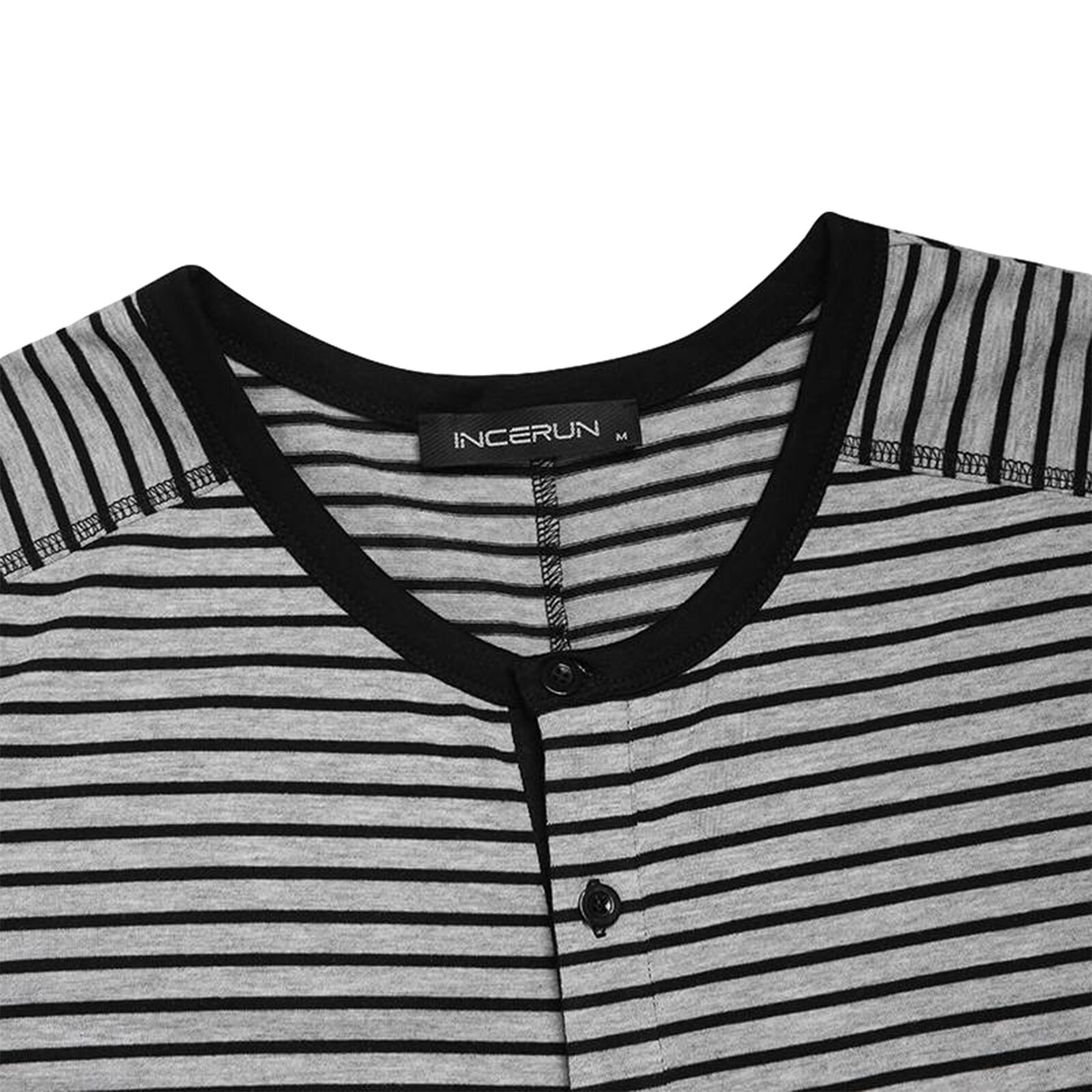Pijama de una pieza para hombre, estampado a rayas manga larga cuello redondo botón abajo mono ropa de dormir