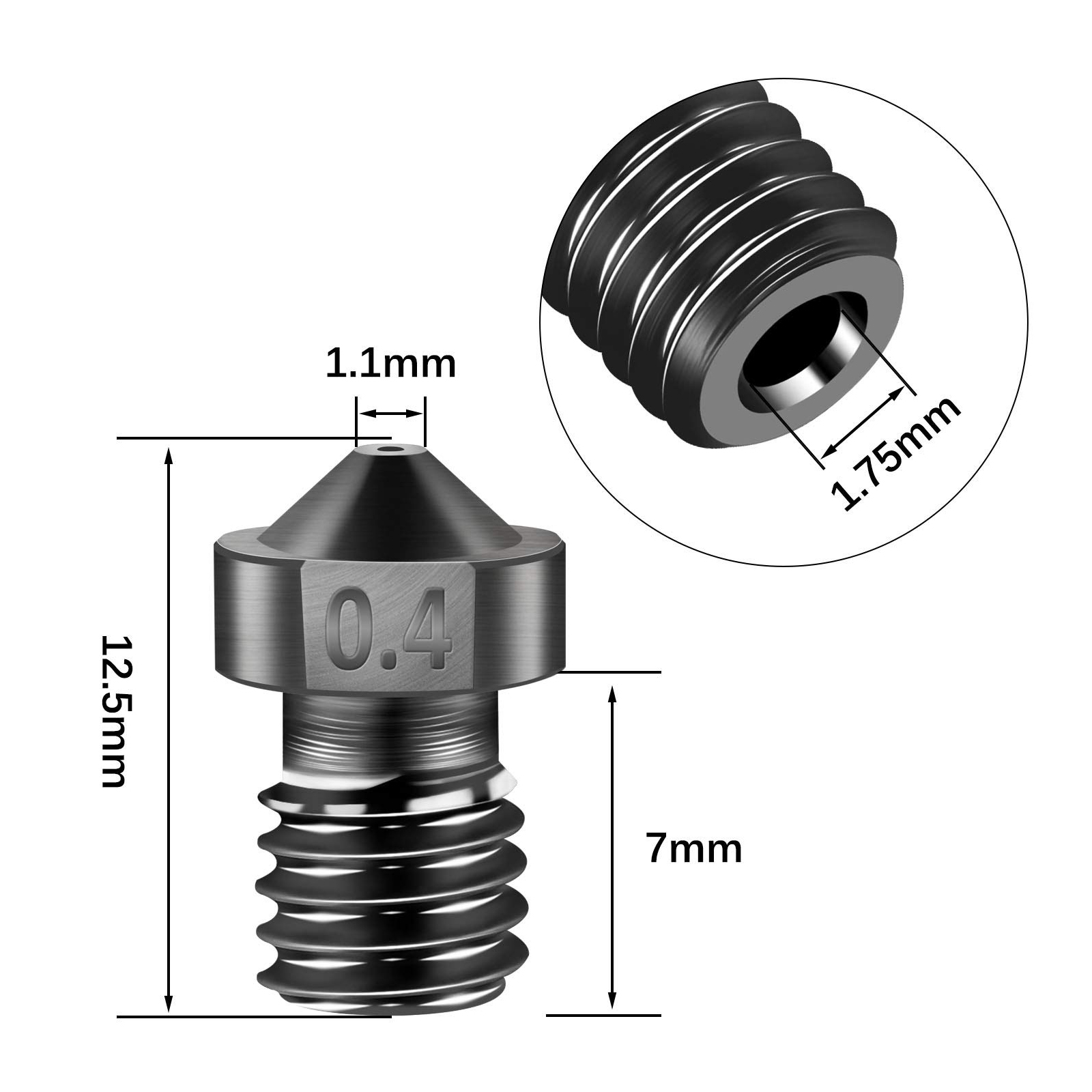 Buse E3D V6 en acier trempé pour imprimante 3D, pièces 0.2, 0.4, 0.6, 0.8, pour Ender 3 Hotend Titan Extruder Prusa I3 MK3