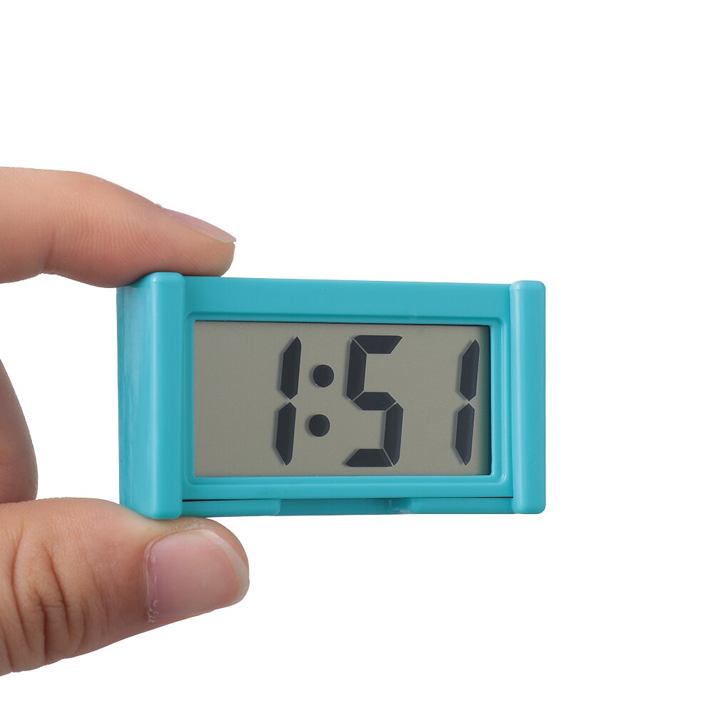 Car Desk Clock Digital LCD Screen Self-Adhesive Electronic Clock Table Auto Dashboard Date Time Small Clock Bracket Car Clock