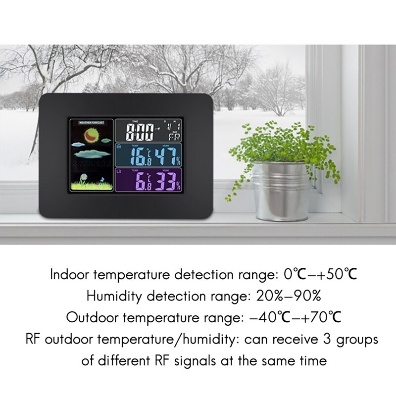 Multi Function Wireless Weather Clock With Color Screen Weather Forecast And Wall-Mounted Clock EU Plug