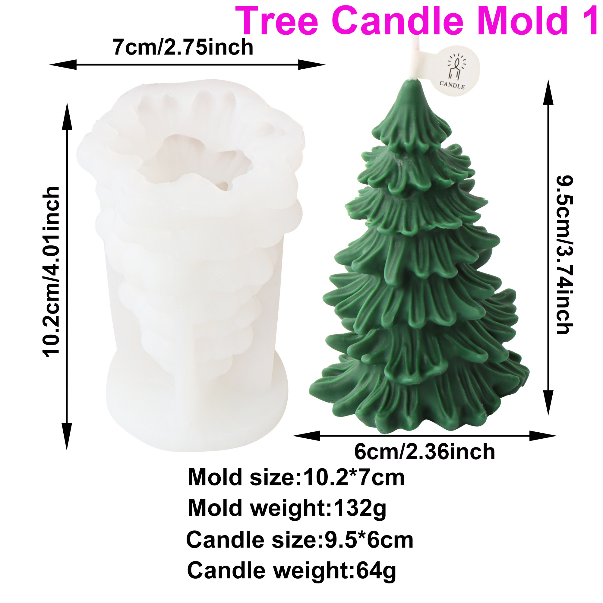 Stampo per candele per albero di Natale Candela di pino fai-da-te Stampo per gesso Stampo in resina di cemento Colata 3D Artigianato per albero di Natale Strumenti per la decorazione della casa: Grigio chiaro