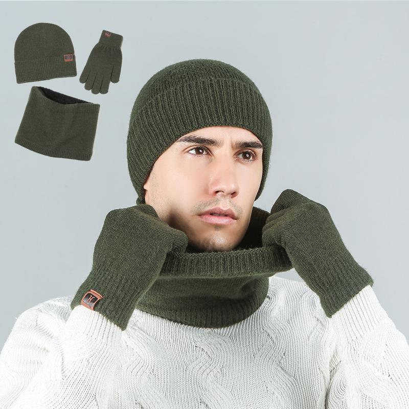 hommes femmes écharpe chapeau gants ensemble trois pièces hiver ensemble femme chapeaux écharpes hommes unisexe bonnets bonnet tricoté