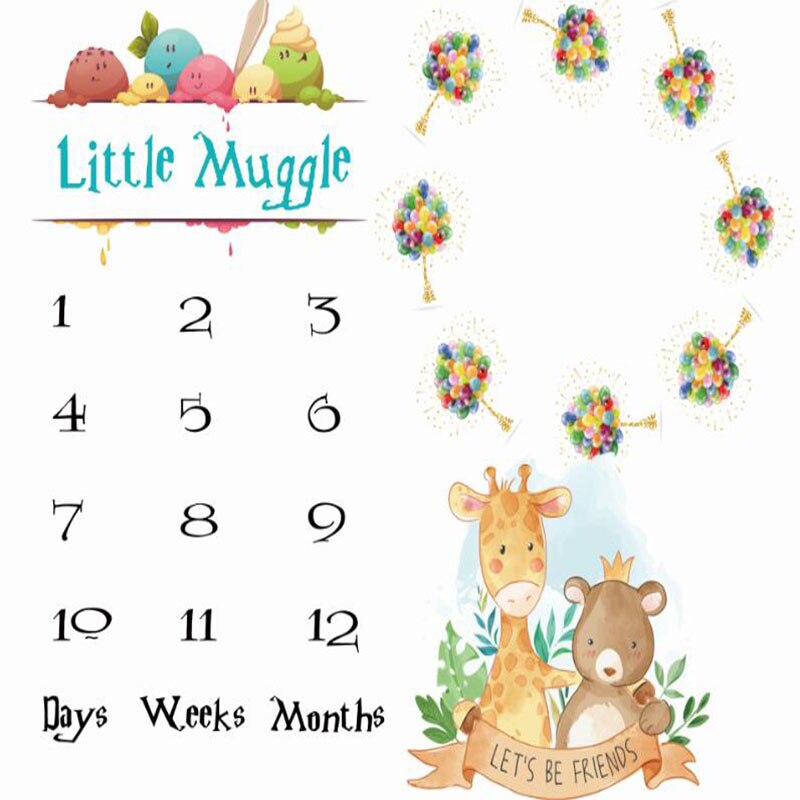 Baby Milestone Foto Props Achtergrond Dekens Dier Patroon Baby Speelmatten Achtergrond Doek Kalender Foto Accessoires Nordic: EF-80