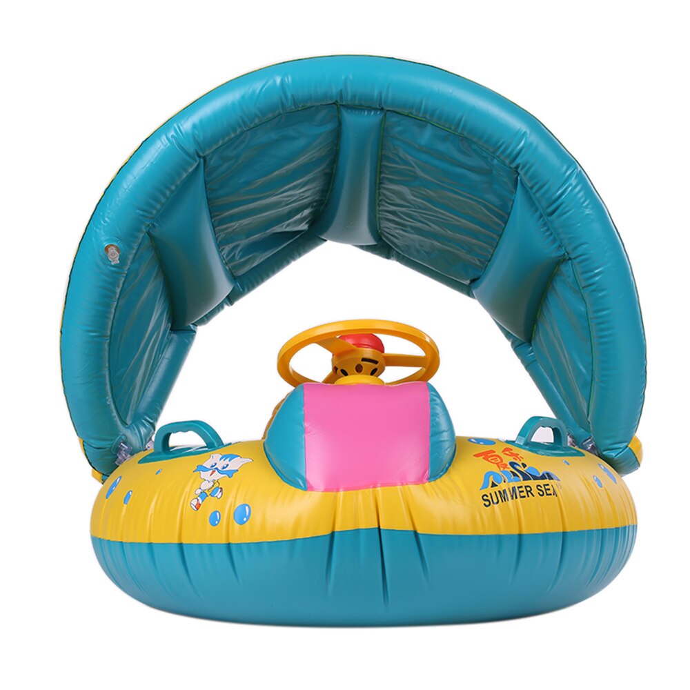 Kinderen Zwemmen Boot Veilig Opblaasbare Baby Zwemmen Ring Infant Zwembad Float Verstelbare Zonnescherm Seat Baby Baden Cirkel