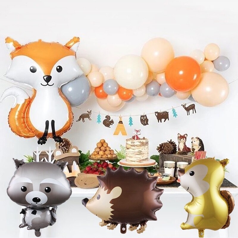 Forest Animal Foil Balloons Birthday Wedding Party Balloon Helium Balloons Fox Hedgehog Squirrel Raccoon Baby Shower Airball