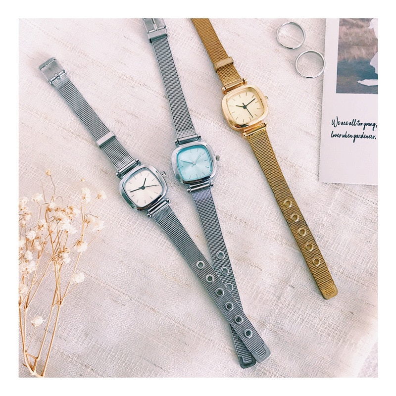 Relojes cuadrados Retro para mujer, reloj de cuarzo a la , relojes de pulsera de cuero Vintage, reloj pequeño Simple para mujer