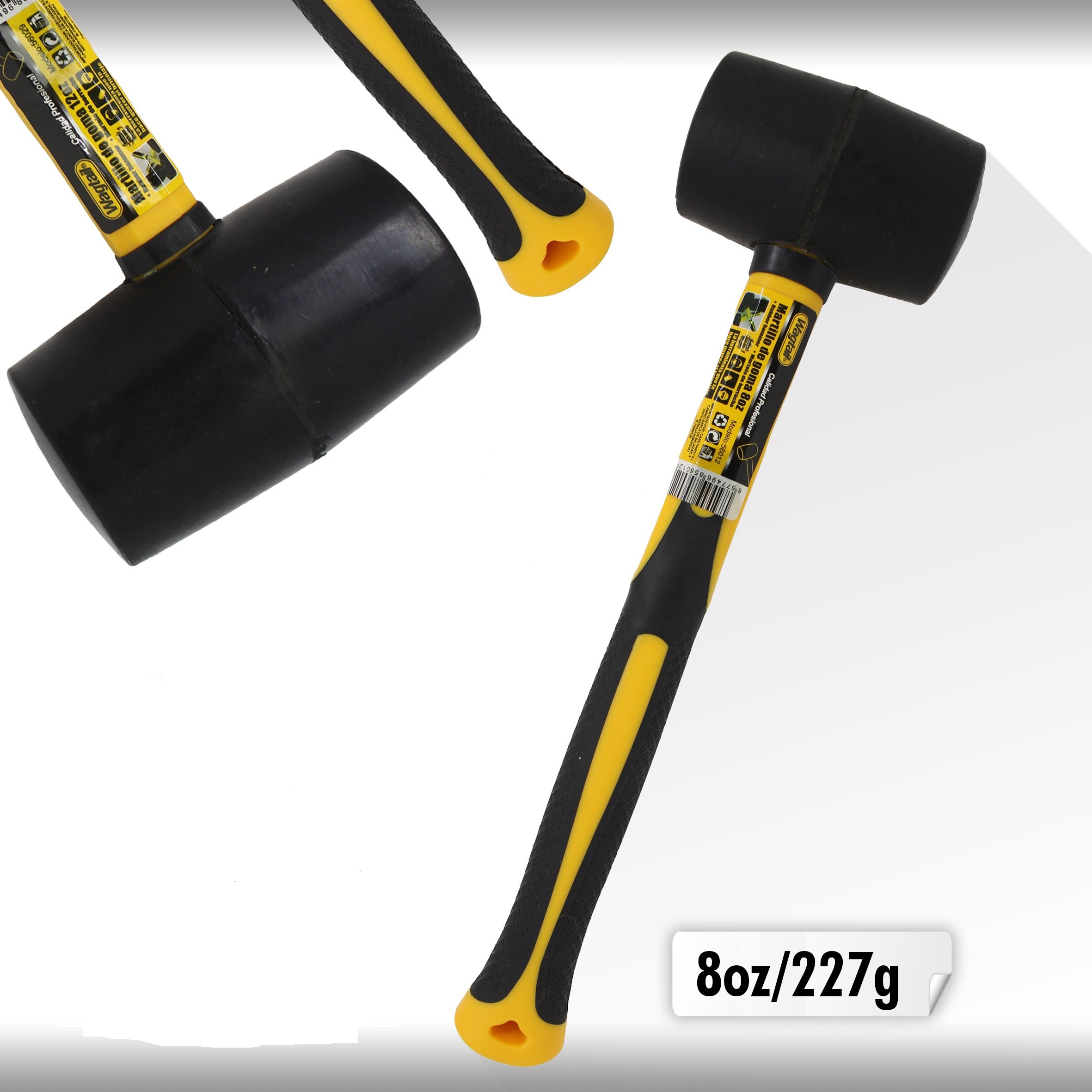 Wagtail Martillo de goma con mango de fibra de vidrio para azulejos, herramienta manual carpintero, herramientas taller mecanico, herramientas de mano, mazo de goma instalacion