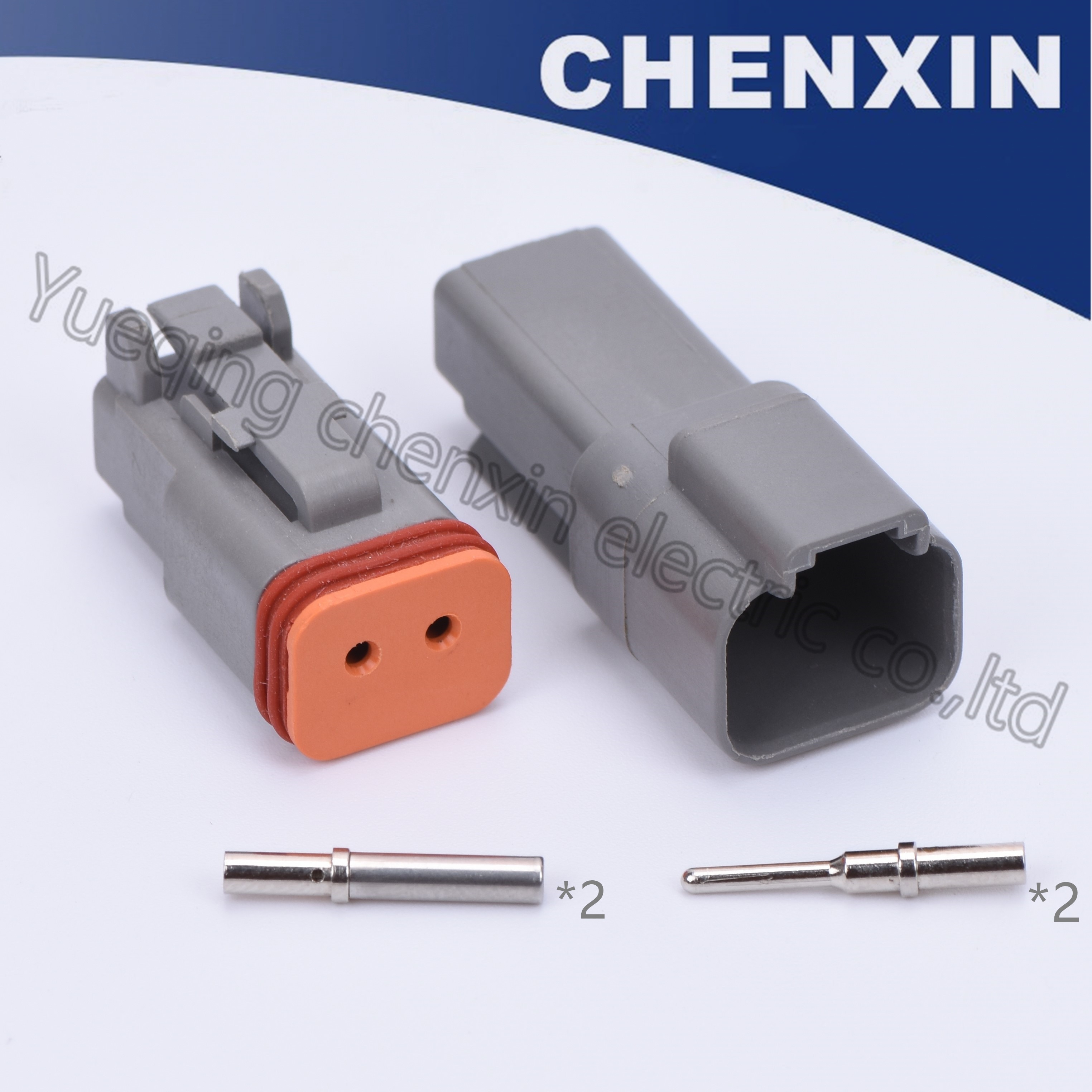 Gray 2 pin car waterproof auto connectors Deutsch 2p female and male 1.5 DT series With machined solid terminal DT06-2S DT04-2P