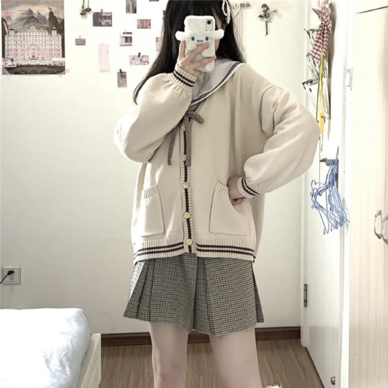Sweater Japanese Cardigan women clothing knitting jk sweet Loose femme oversized clothes Kawaii tops korean Sweaters