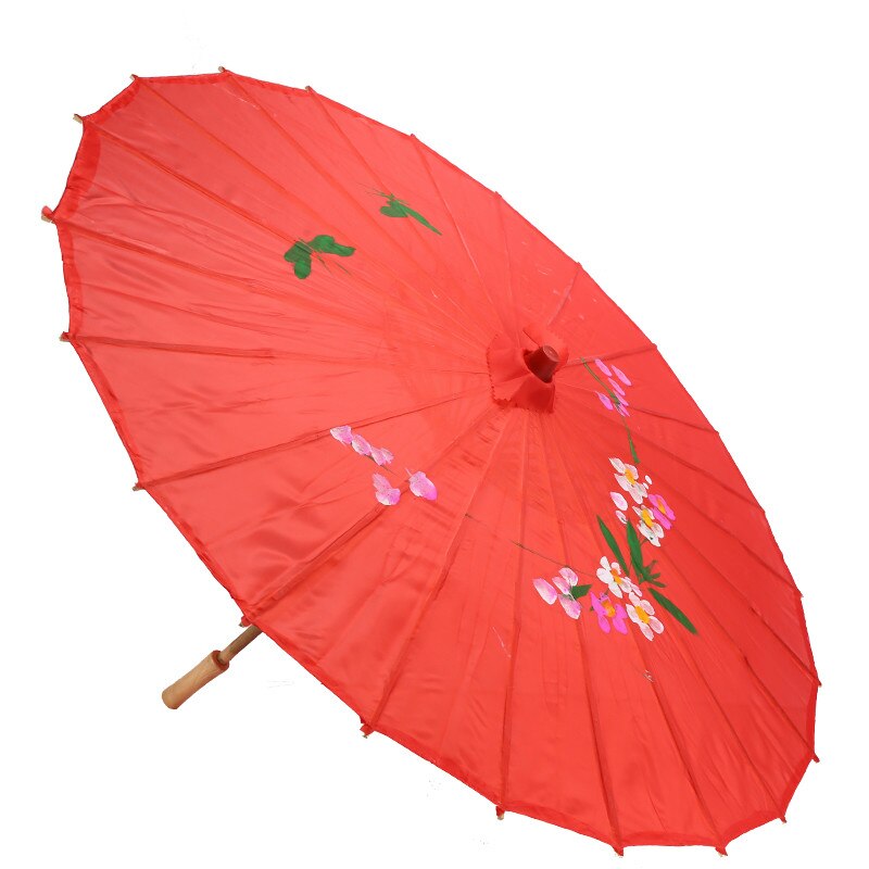 Paraguas de papel con flores impresas chinas, sombrilla tradicional hecha a mano, sombrilla clásica de baile Retro, decoración de: red